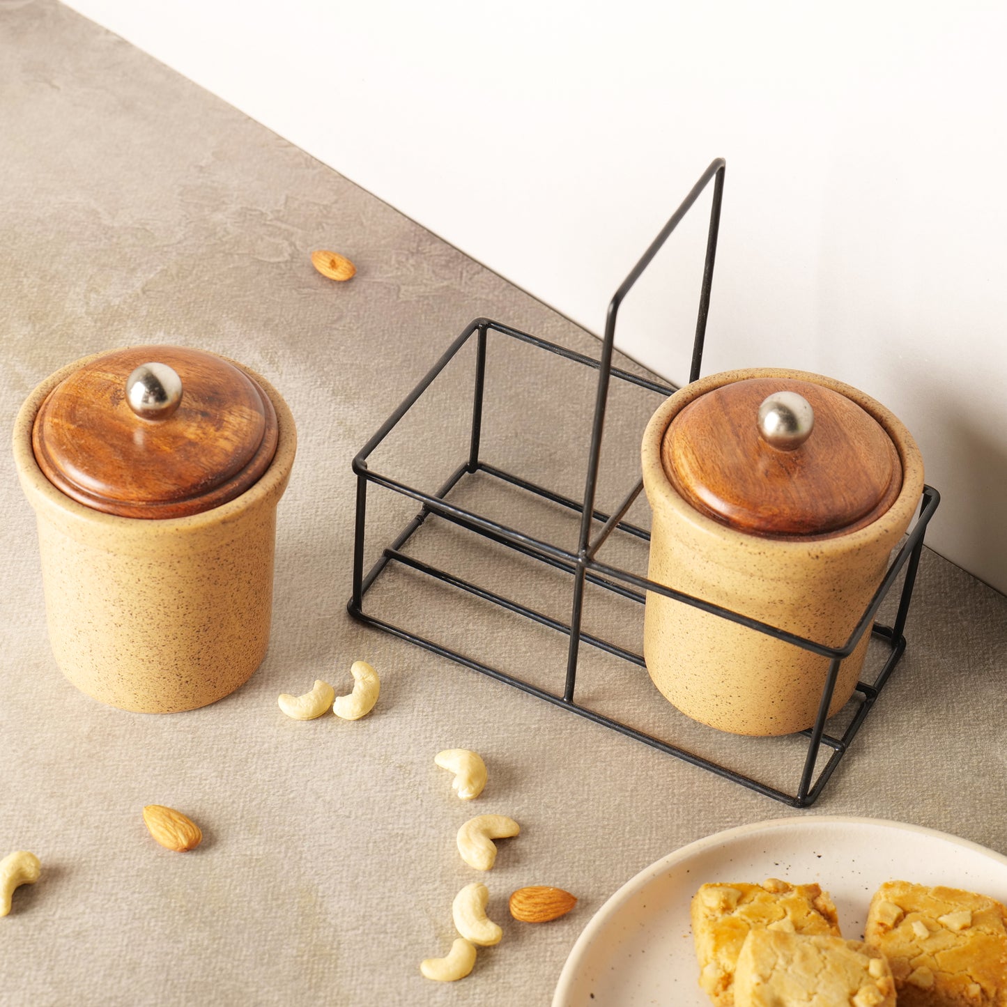 Kiva Mustard Spice Jar Set with Stand – Set of 2