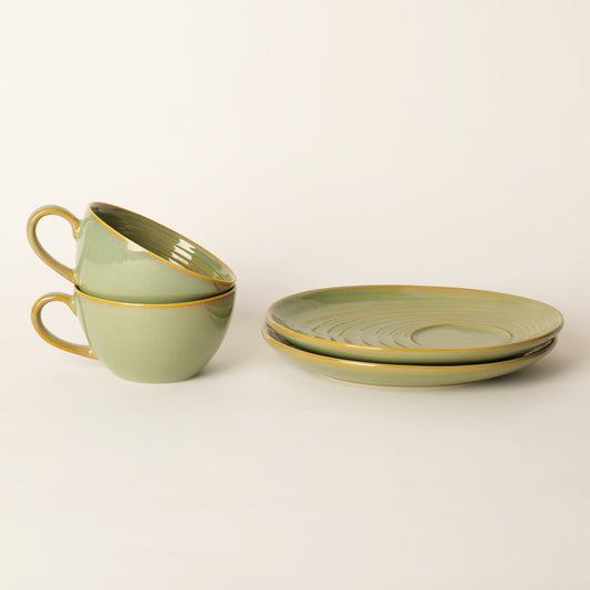 Vana Spiral Cup & Saucer Set - (Set of 2)