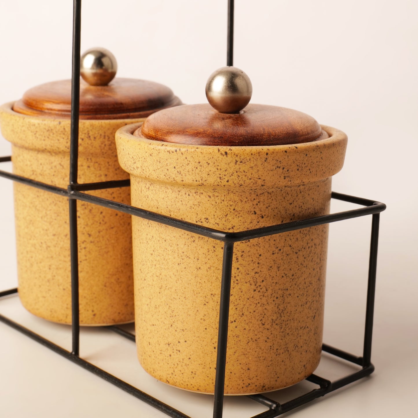 Kiva Mustard Spice Jar Set with Stand – Set of 2