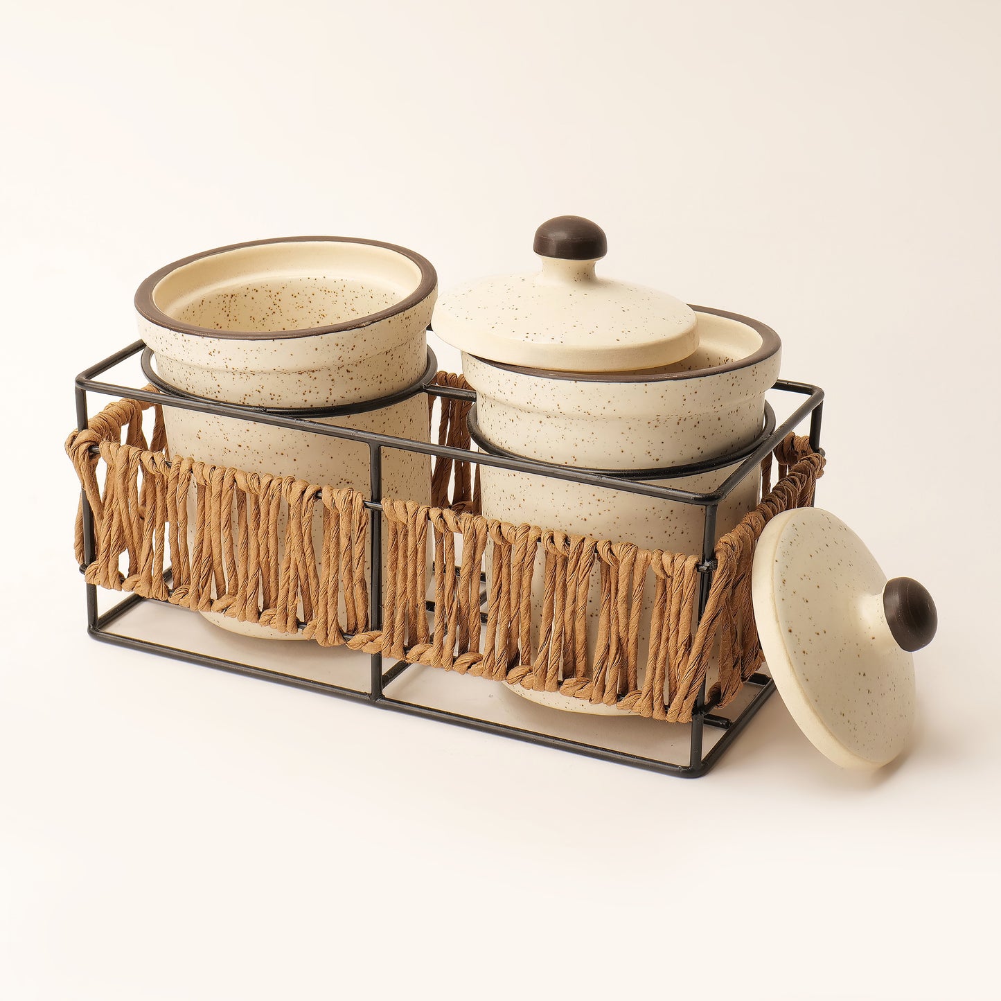 Akari Spice Jar Set with Woven Stand