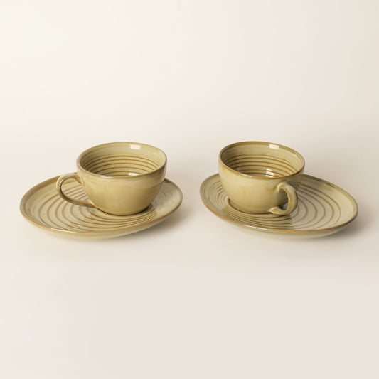 Vana Spiral Cup & Saucer Set – (Set of 2)