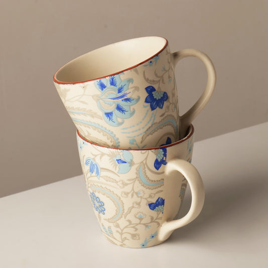 Azure Bloom Mugs – Set of 2