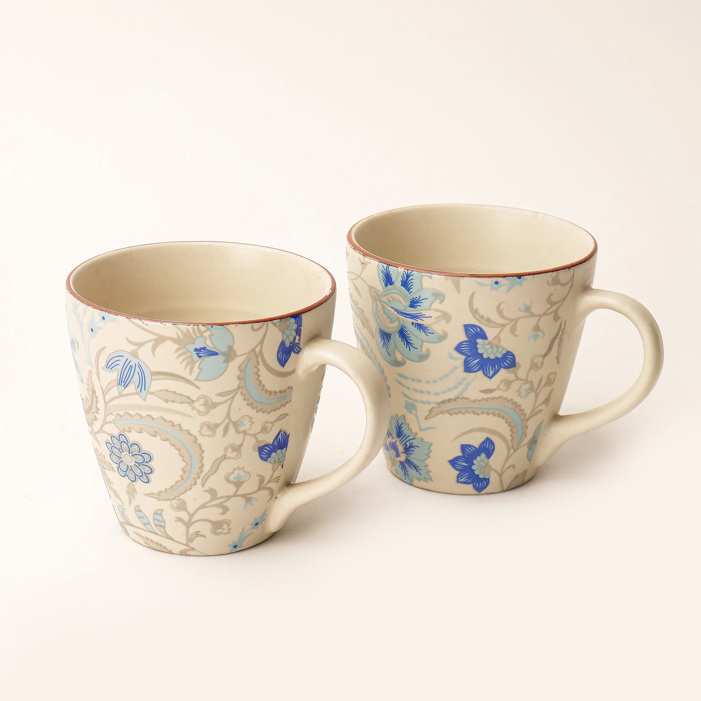 Azure Bloom Mugs – Set of 2
