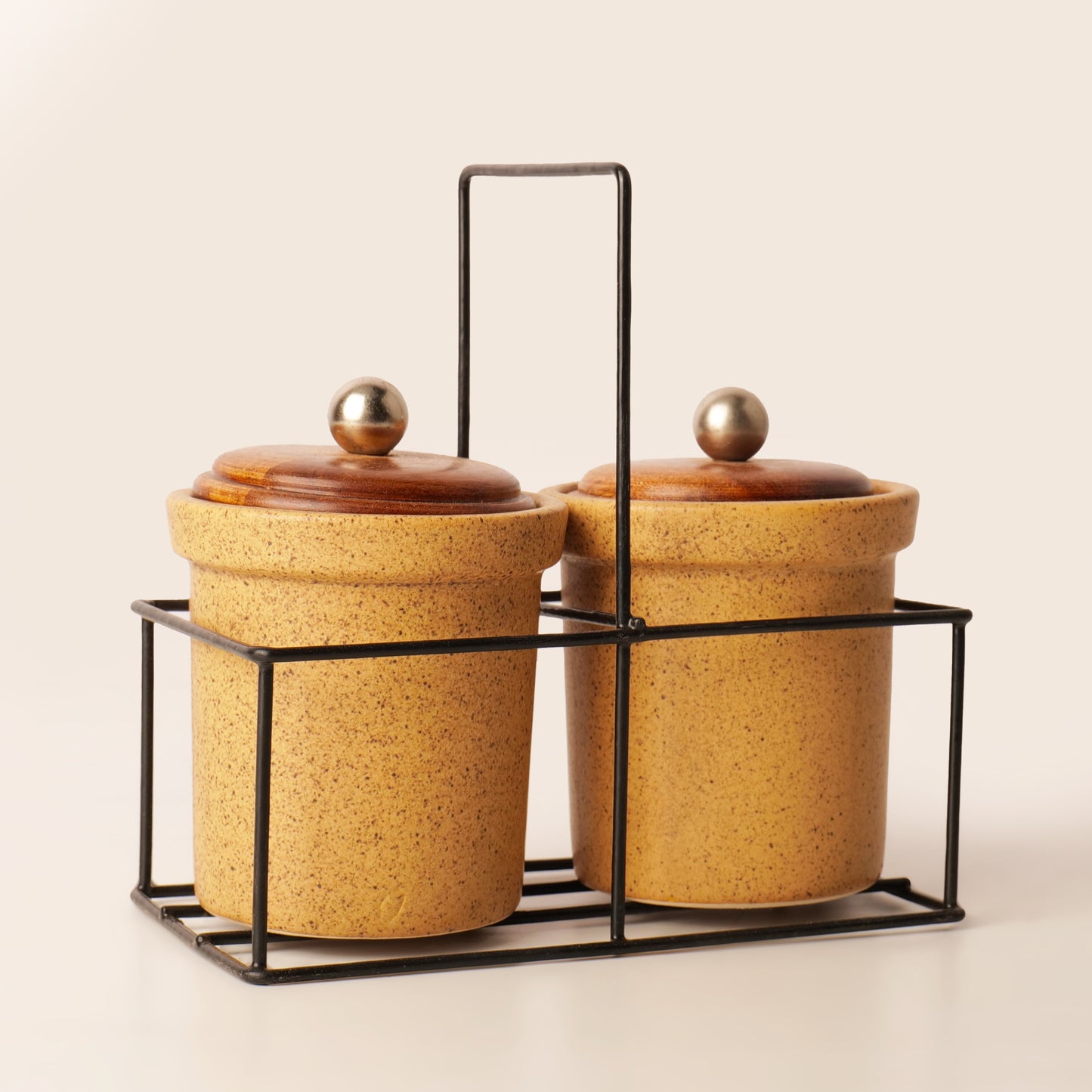 Kiva Mustard Spice Jar Set with Stand – Set of 2