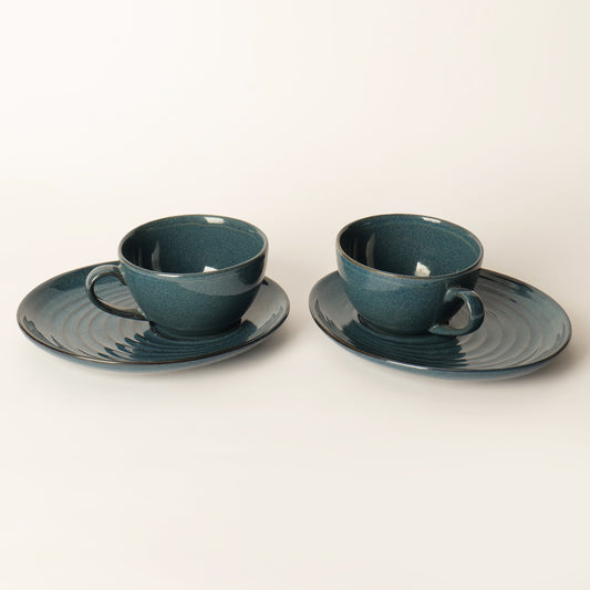 Vana Spiral Cup & Saucer Set – (Set of 2)
