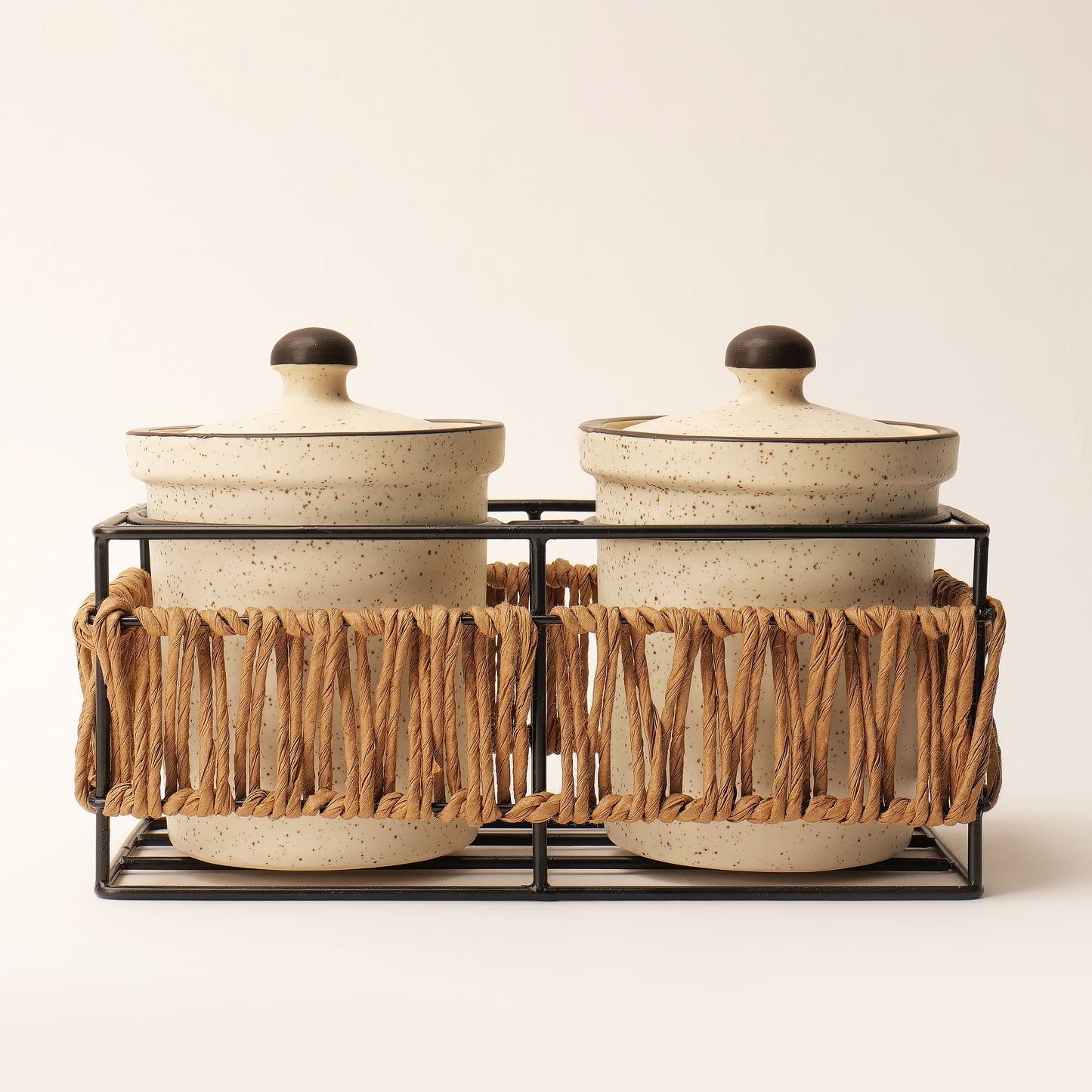 Akari Spice Jar Set with Woven Stand