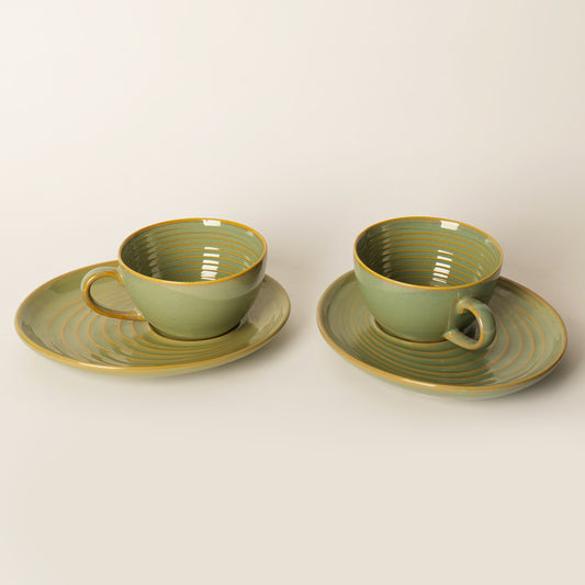 Vana Spiral Cup & Saucer Set - (Set of 2)