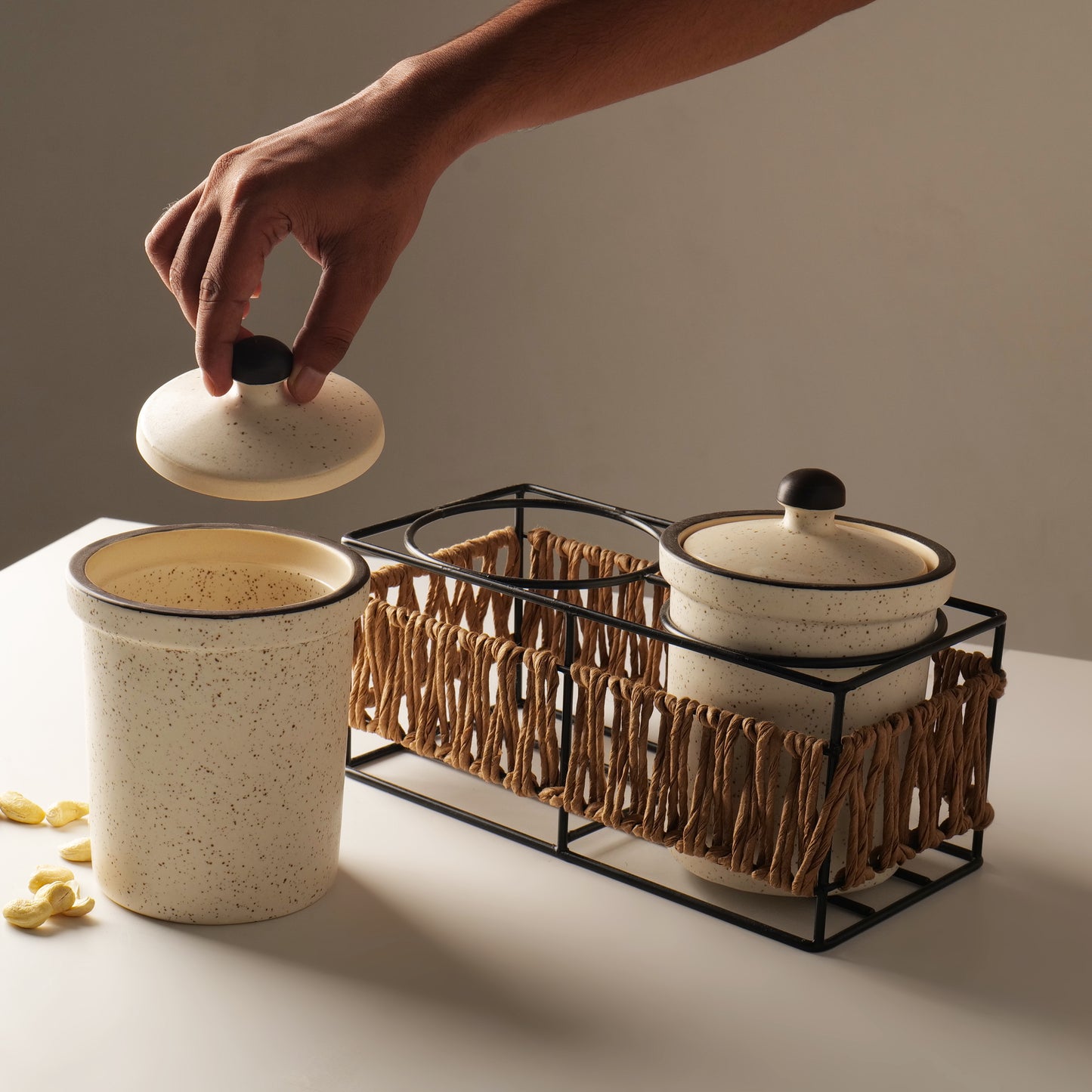 Akari Spice Jar Set with Woven Stand