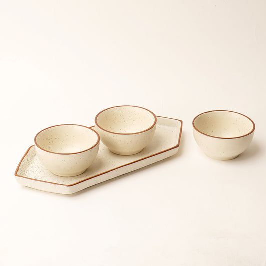 Niva Speckled Serve Set – 3 Bowls + Tray