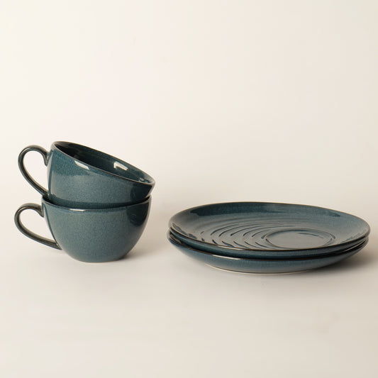 Vana Spiral Cup & Saucer Set – (Set of 2)