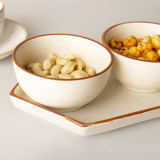 Niva Speckled Serve Set – 3 Bowls + Tray