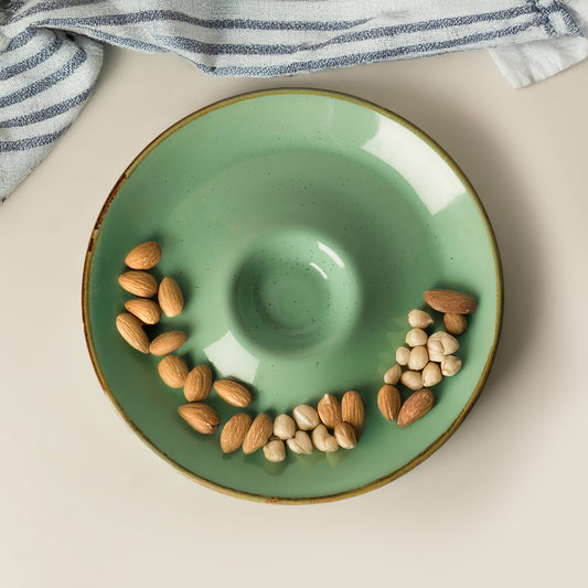 Sage Rimmed Chip & Dip Plate - Single