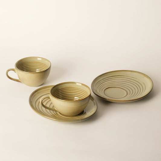 Vana Spiral Cup & Saucer Set – (Set of 2)