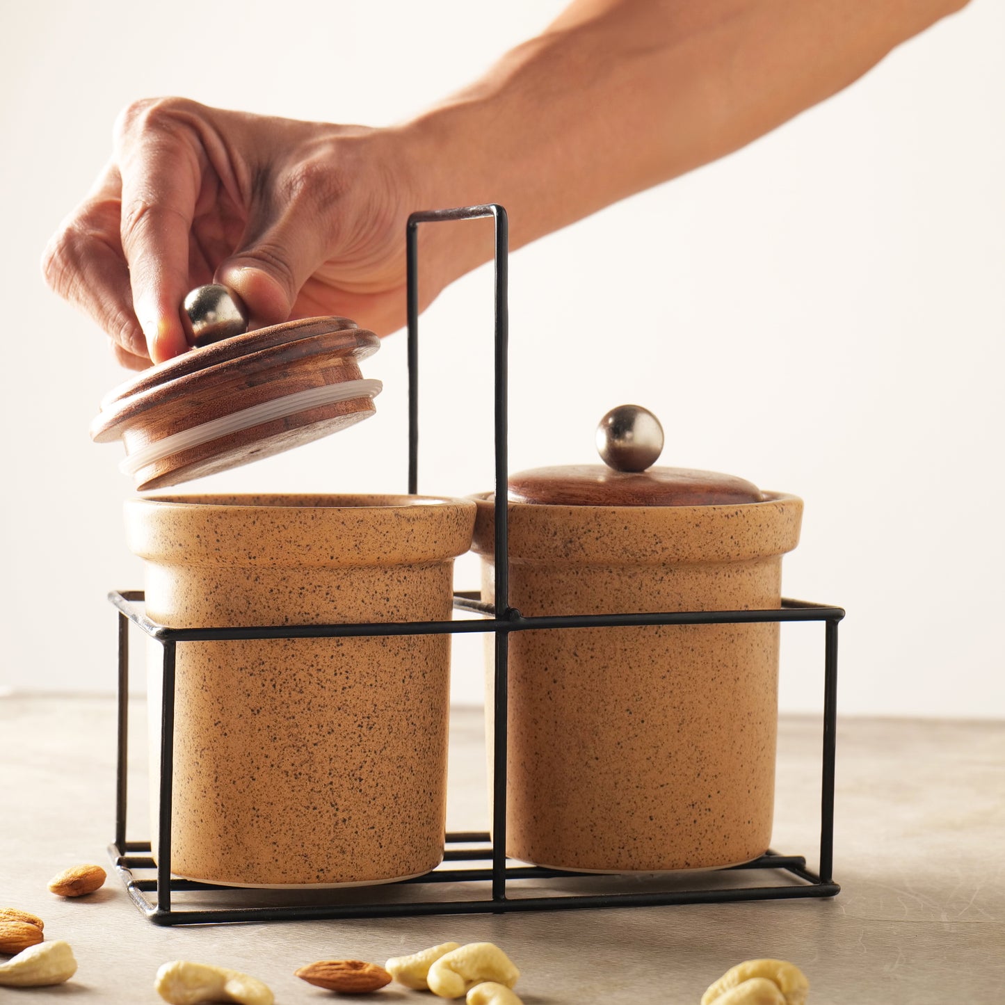 Kiva Mustard Spice Jar Set with Stand – Set of 2