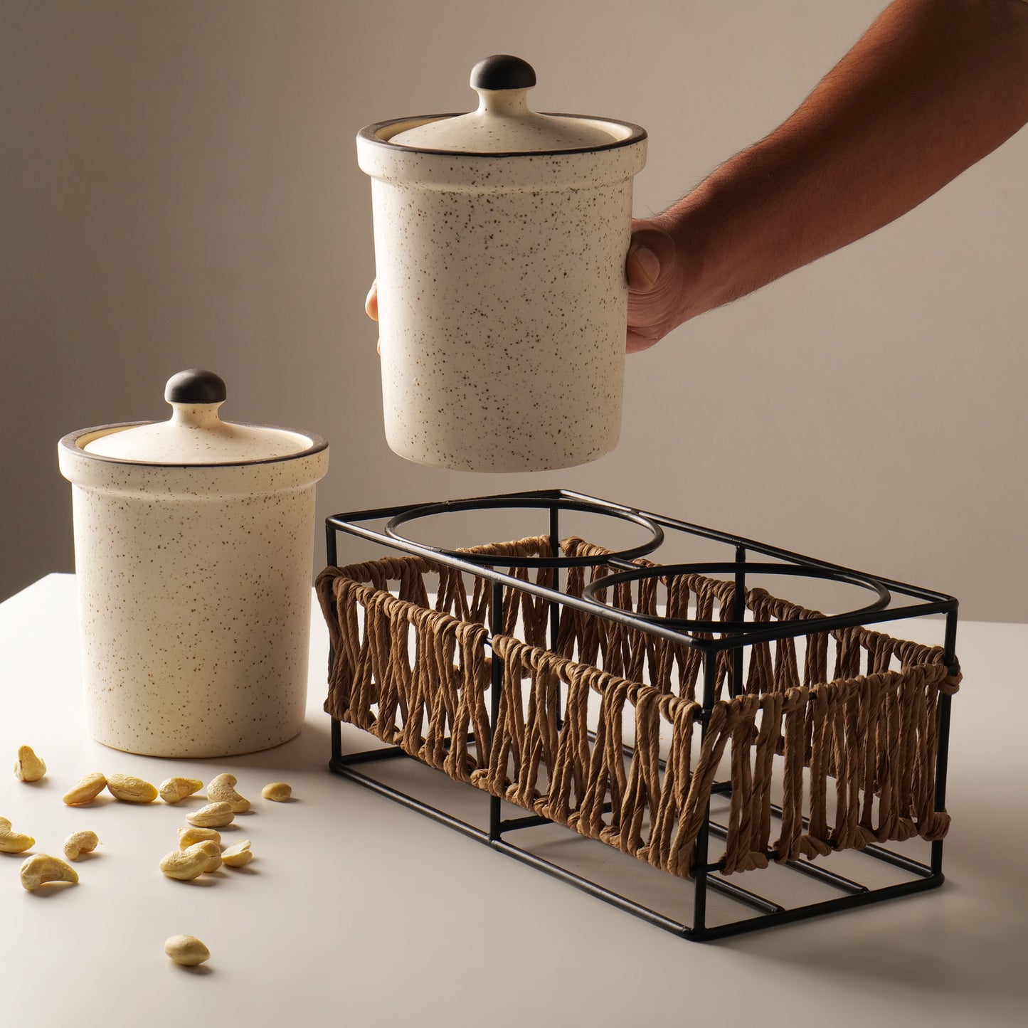 Akari Spice Jar Set with Woven Stand