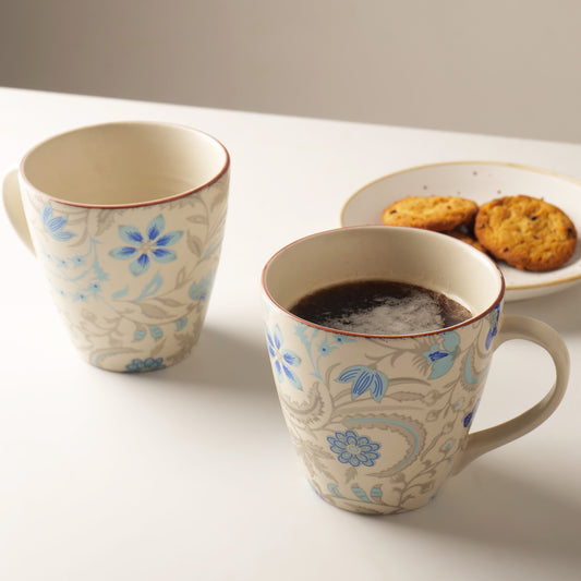 Azure Bloom Mugs – Set of 2