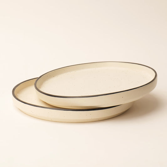 Noa Ivory Rimmed Plate - 2 Piece