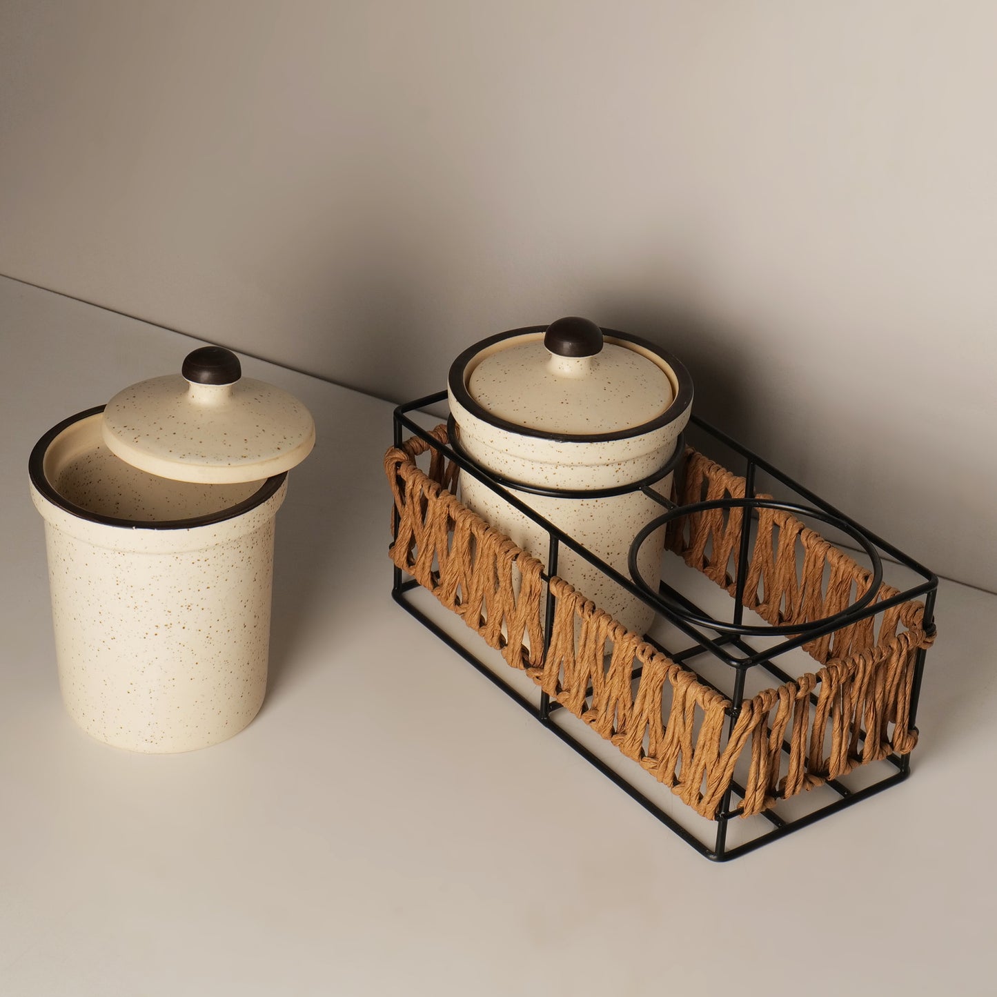 Akari Spice Jar Set with Woven Stand