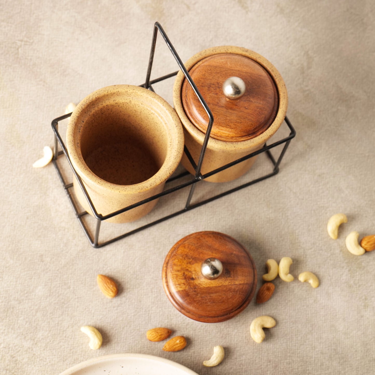 Kiva Mustard Spice Jar Set with Stand – Set of 2
