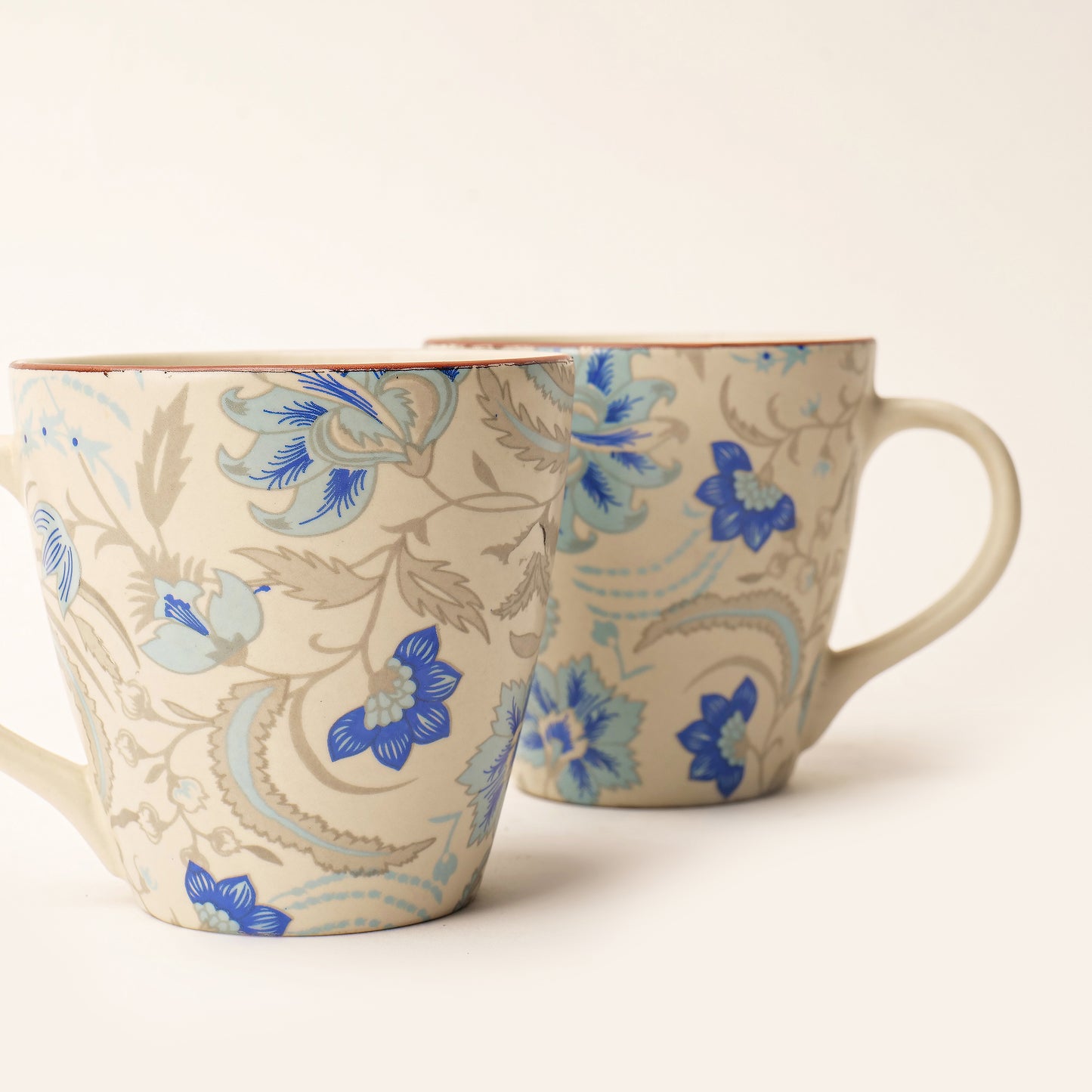 Azure Bloom Mugs – Set of 2