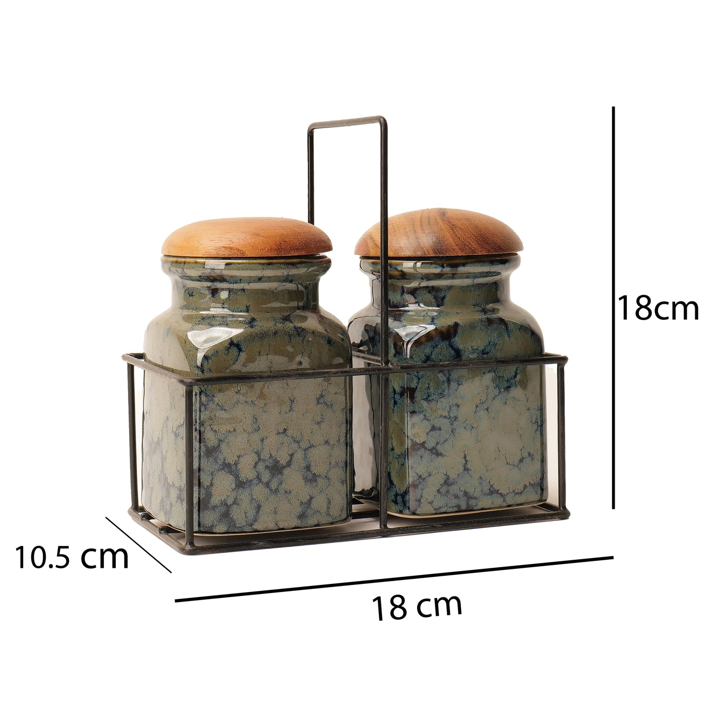 Calden Drip Glaze Jar Set with Stand – Set of 2